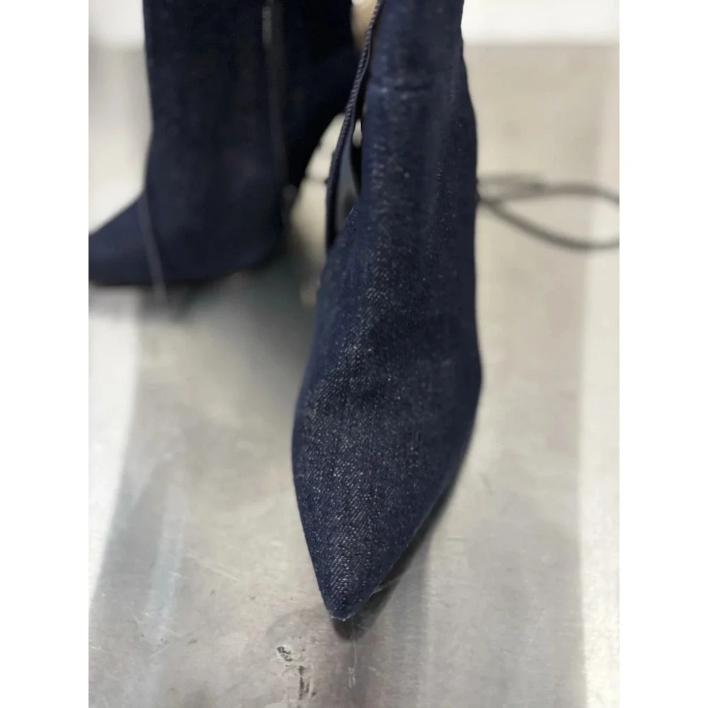 Women's Over The Knee Boots Thigh Denim Platform High Heel Lace Up Birthday 6.5